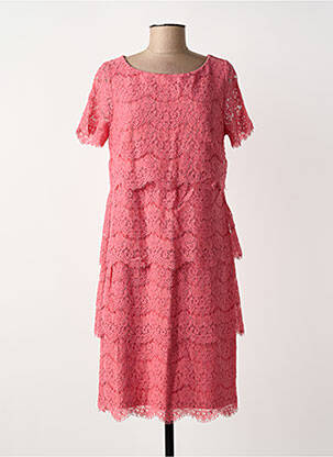 Robe mi-longue fermeture zippée au dos manches courtes rose VERA MONT femme