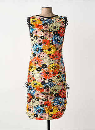 Robe mi-longue imprimé fleurs sans manche jaune LO! LES FILLES femme