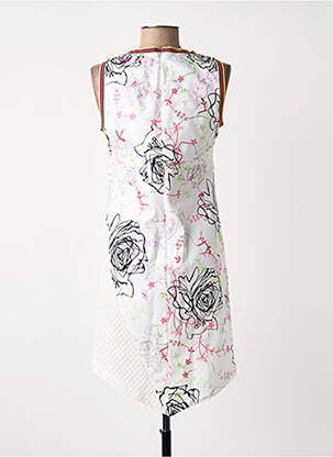 Robe mi-longue imprimé fleurs sans manche blanc LESLIE femme