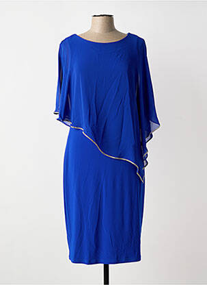 Robe mi-longue coupe fluide manches 3/4 bleu JOSEPH RIBKOFF femme