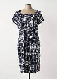Robe mi-longue tissage crêpe manches courtes bleu VERA MONT femme