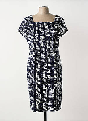 Robe mi-longue tissage crêpe manches courtes bleu VERA MONT femme