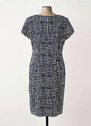 Robe mi-longue tissage crêpe manches courtes bleu VERA MONT femme