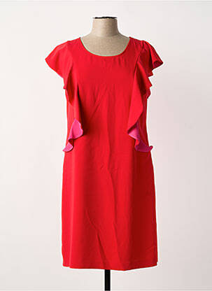 Robe mi-longue tissage crêpe manches courtes rouge DIVAS femme