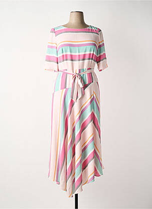 Robe longue manches courtes manches courtes rose COMMA, femme