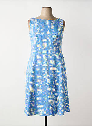 Robe mi-longue tissage crêpe sans manche bleu VERA MONT femme