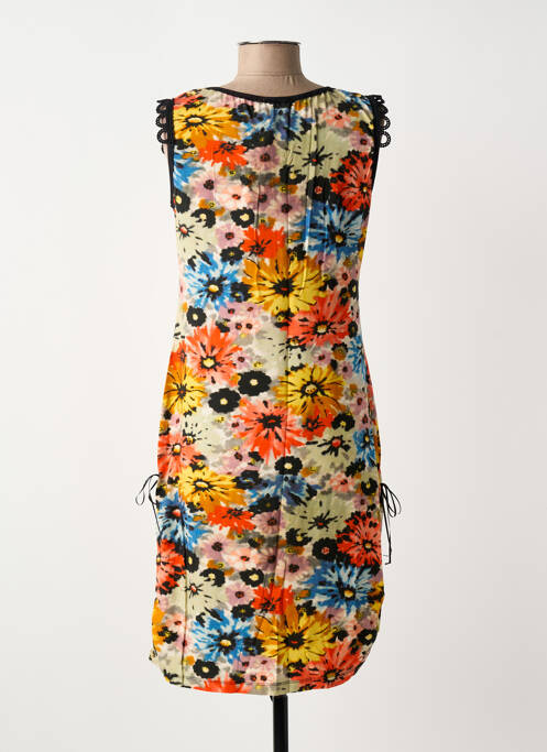 Robe mi-longue imprimé fleurs sans manche jaune LO! LES FILLES femme