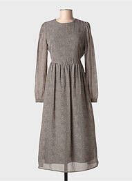 Robe mi-longue imprimé fleurs manches courtes noir MOLLY BRACKEN femme
