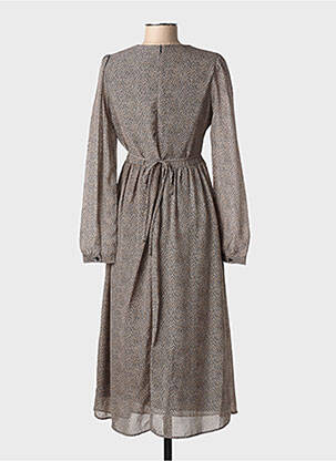 Robe mi-longue imprimé fleurs manches courtes noir MOLLY BRACKEN femme