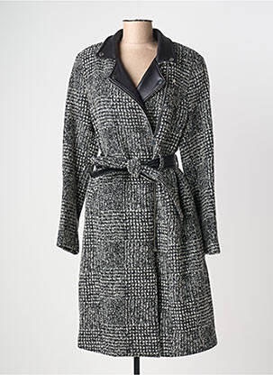 Manteau long coupe cintrée sans capuche noir EVA KAYAN femme