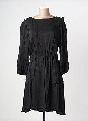 Robe mi-longue imprimé fantaisie manches longues noir FREEMAN T.PORTER femme
