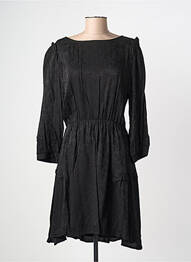 Robe mi-longue imprimé fantaisie manches longues noir FREEMAN T.PORTER femme