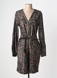 Robe mi-longue imprimé fantaisie manches longues noir EVA KAYAN femme