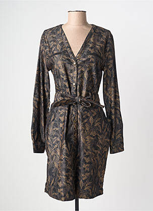 Robe mi-longue imprimé fantaisie manches longues noir EVA KAYAN femme