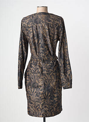 Robe mi-longue imprimé fantaisie manches longues noir EVA KAYAN femme