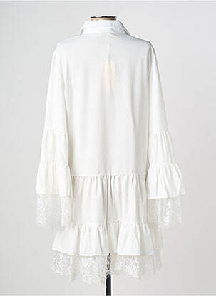 Robe courte coupe évasée manches longues blanc LUZABELLE femme