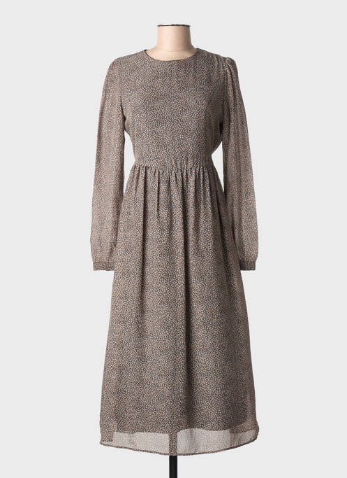 Robe mi-longue imprimé fleurs manches courtes noir MOLLY BRACKEN femme