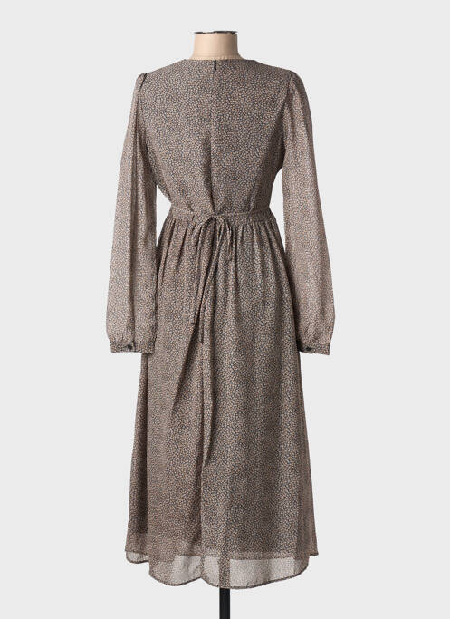 Robe mi-longue imprimé fleurs manches courtes noir MOLLY BRACKEN femme