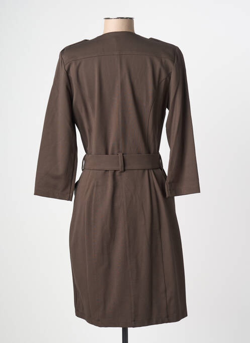 Robe mi-longue manches longues manches longues marron EVA KAYAN femme