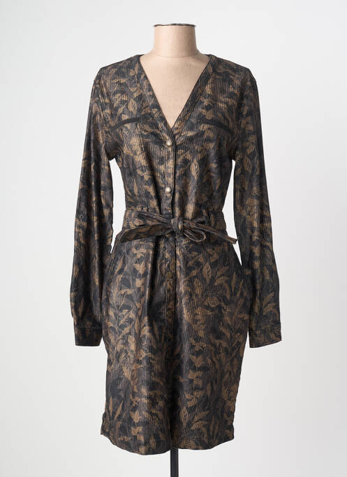 Robe mi-longue imprimé fantaisie manches longues noir EVA KAYAN femme