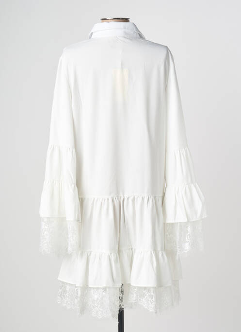 Robe courte coupe évasée manches longues blanc LUZABELLE femme