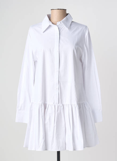 Robe courte coupe évasée manches longues blanc LUZABELLE femme