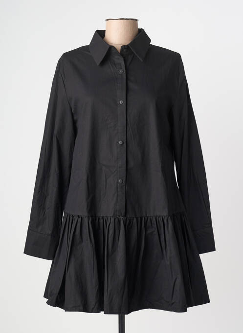 Robe courte coupe évasée manches longues noir LUZABELLE femme