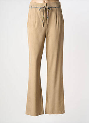 Pantalon droit tissage crêpe taille haute beige EVA KAYAN femme