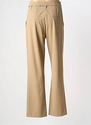 Pantalon droit tissage crêpe taille haute beige EVA KAYAN femme