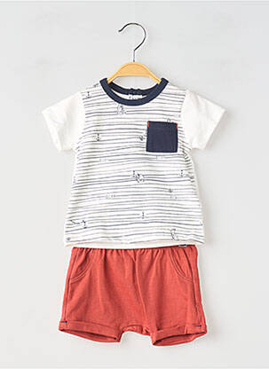Ensemble short poches rouge ELLE EST OU LA MER garçon