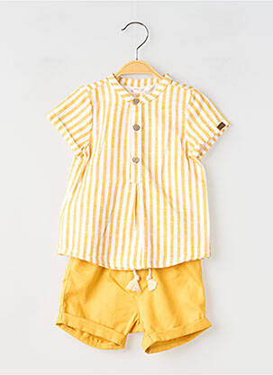 Ensemble short fermeture ceinture à nouer à la taille jaune MAYORAL garçon