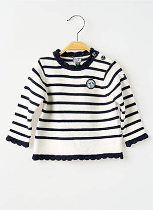Pull coupe droite manches longues bleu ELLE EST OU LA MER fille