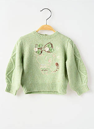 Pull finition bords-côtes manches longues vert MAYORAL fille