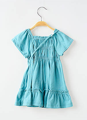 Robe mi-longue col carré manches courtes bleu MAYORAL fille