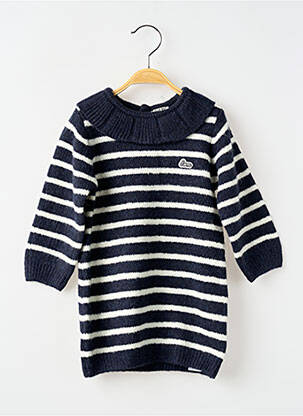 Robe pull fermeture boutonnée au dos manches longues bleu ELLE EST OU LA MER fille