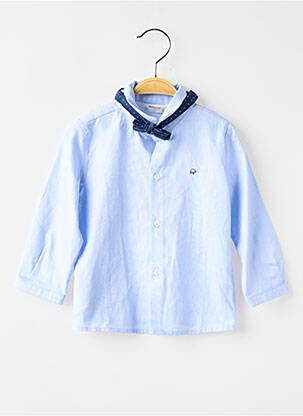 Chemise manches longues tissage popeline bleu MAYORAL garçon