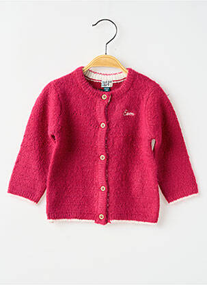 Gilet manches longues coupe droite rose ELLE EST OU LA MER fille