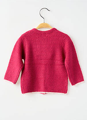 Gilet manches longues coupe droite rose ELLE EST OU LA MER fille