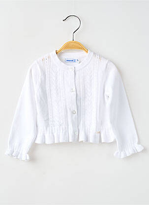 Gilet manches longues coupe droite blanc MAYORAL fille