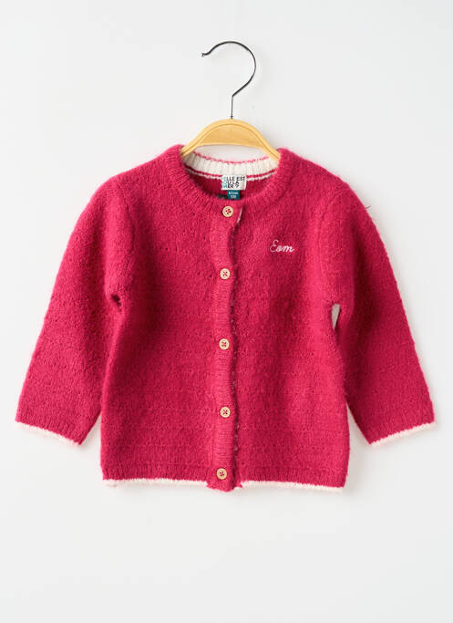 Gilet manches longues rose ELLE EST OU LA MER fille