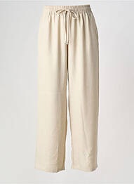 Pantalon droit tissage crêpe taille haute beige NEW COLLECTION femme