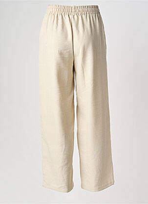 Pantalon droit tissage crêpe taille haute beige NEW COLLECTION femme