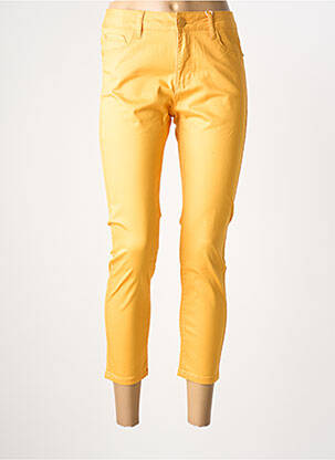 Jeans coupe slim stretch taille haute jaune KY CREATION femme