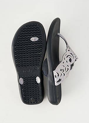 Tongs matière lisse talon plat jusqu'à 3cm gris MONIGA femme