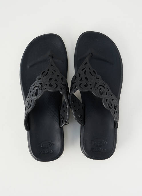 Tongs matière lisse talon plat jusqu'à 3cm noir MONIGA femme