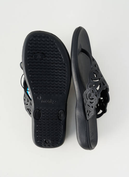 Tongs matière lisse talon plat jusqu'à 3cm noir MONIGA femme