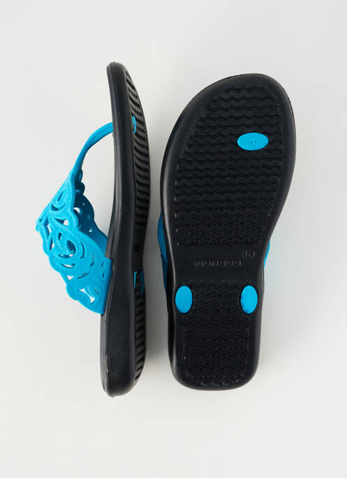 Tongs matière lisse talon plat jusqu'à 3cm bleu MONIGA femme