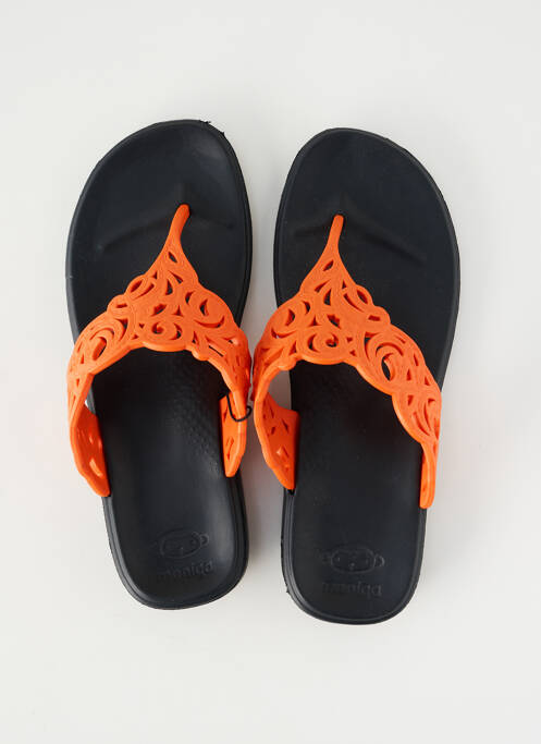 Tongs matière lisse talon plat jusqu'à 3cm orange MONIGA femme