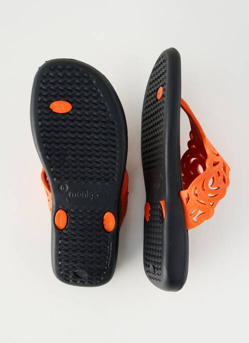 Tongs matière lisse talon plat jusqu'à 3cm orange MONIGA femme