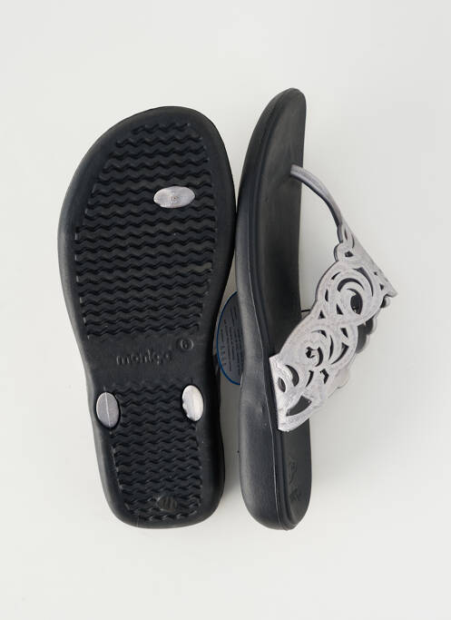 Tongs matière lisse talon plat jusqu'à 3cm gris MONIGA femme